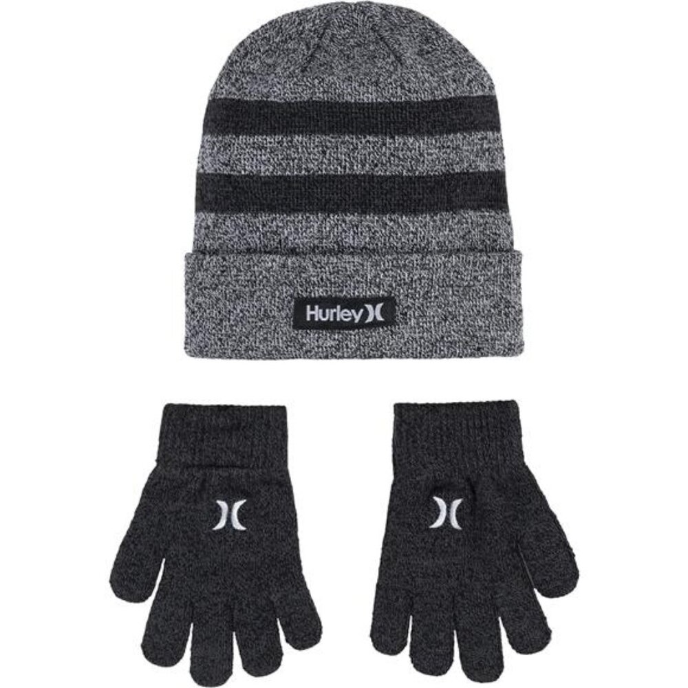 Kids Black Knit Soft One and Only Beanie Winter Hat Cap and Glove Set for Boys‎